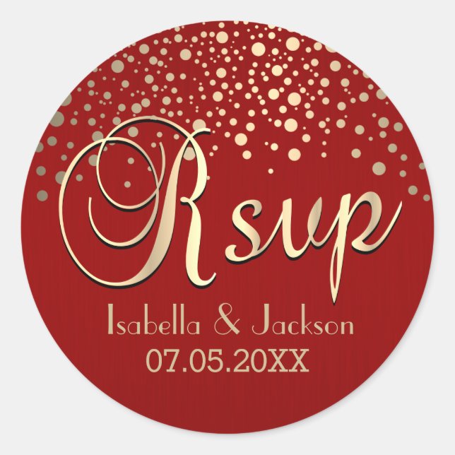UAWG | Gold Dots and Red | Personalisieren Runder Aufkleber (Vorderseite)