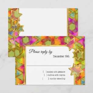 UAWG Gold Star Abstrakt Star Damask Einladung