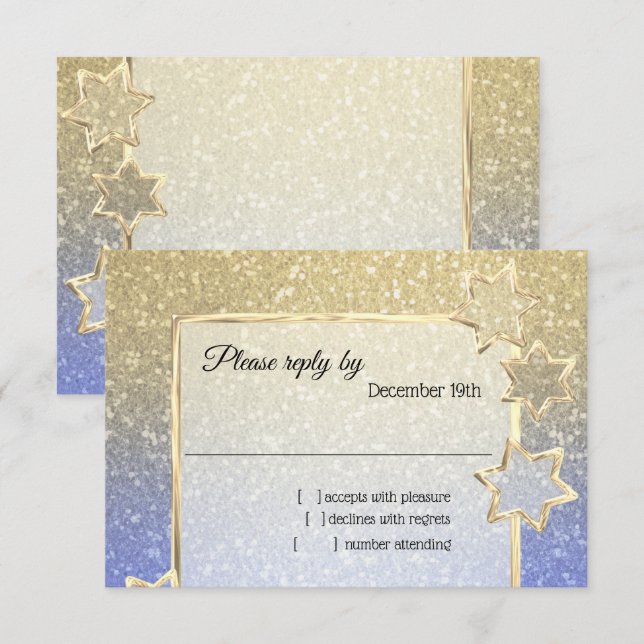UAWG Gold Star Blue Gold Ombre Einladung (Vorne/Hinten)