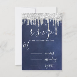 UAWG Gray Silver Aqua Tropfen Wedding Blue Navy RSVP Karte