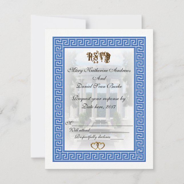 UAWG Griechisches Schlüsseldesign RSVP Karte (Vorderseite)
