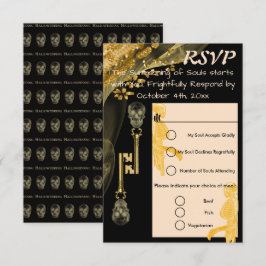 UAWG Hallowedding & Gold Nuggets Skull Keys RSVP Karte
