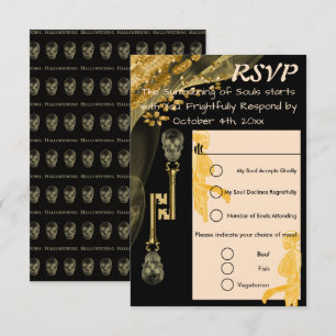 UAWG Hallowedding & Gold Nuggets Skull Keys RSVP Karte