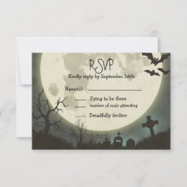 UAWG Halloween Hochzeit mit Vollmond und Friedhof RSVP Karte
