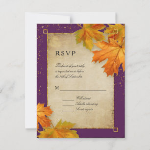UAWG Herbst Fallende Blätter Elegante Hochzeit RSVP Karte