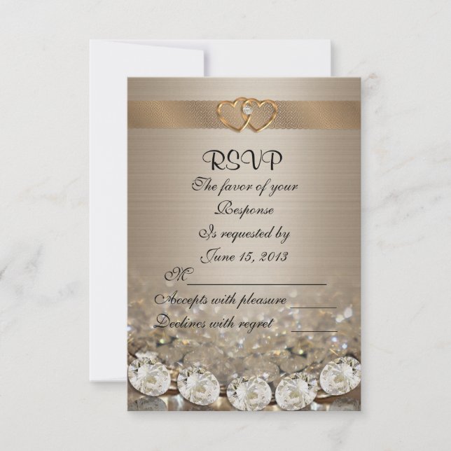 UAWG Hochzeit Antwort Karte Diamanten und Satin (Vorderseite)