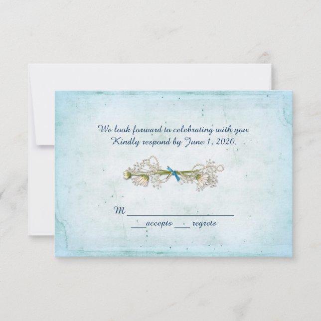 UAWG Hochzeit- zeitsbukett mit Perlen Einladung (Vorderseite)