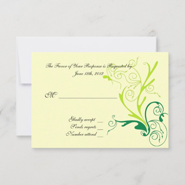 UAWG Hochzeitkarten. Wirbelnde Blumenmuster RSVP Karte (Vorderseite)