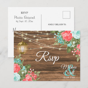 UAWG-Holz, Laterne und Aquamarin, Korallenblumenho Postkarte