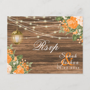 UAWG - Holz, Laternen und Orangefarbene Blume Postkarte
