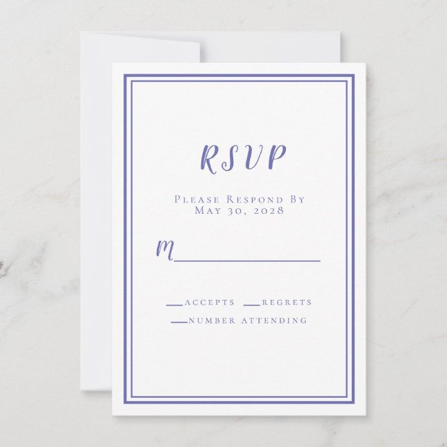 UAWG Invitation Cards Periwinkle Blue Chic Hochzei (Vorderseite)