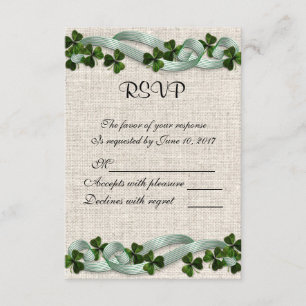 UAWG irische Leinen und Kleeblatt RSVP Karte