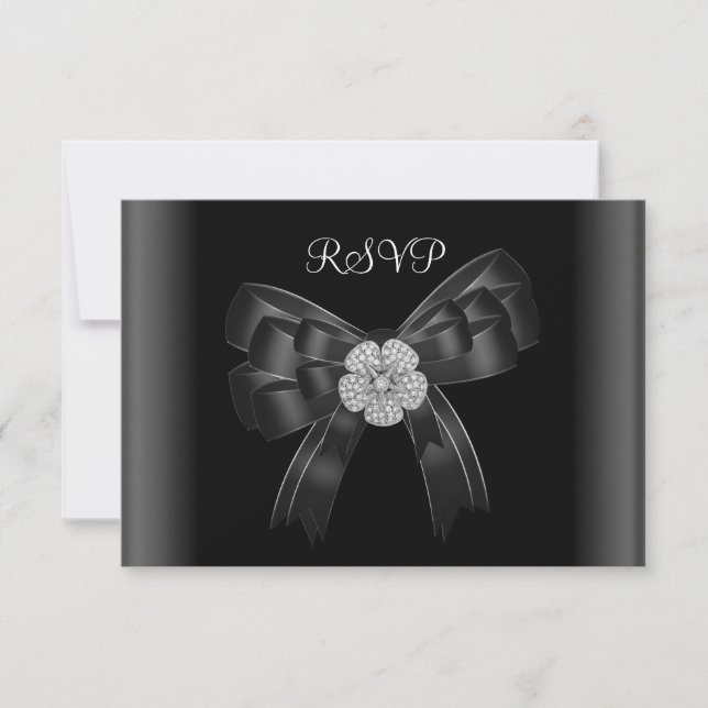 UAWG Jeder Anlass Diamond Jewel Black Bow RSVP Karte (Vorderseite)