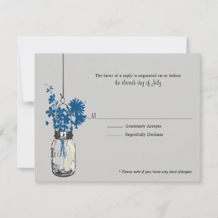 UAWG Karten-blaue wilde Blumen u. Maurer-Glas RSVP Karte