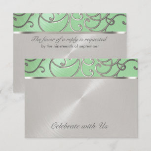 UAWG Karten-elegantes tadelloses grünes silbernes RSVP Karte