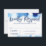 UAWG KINDLY REPONIERT moderne dunkelblaue Aquarell RSVP Karte<br><div class="desc">von kat massard >>> www.simplysweetPAPERIE.com << Ein einfaches Design für Ihre UAWG REPLY CARDS - auf Ihre Haupteinladungen abgestimmt. Liebe des Designs, aber möchte einige Änderungen sehen - ein anderes Farbschema, Produkt, ein Foto hinzufügen oder angepasst für einen anderen Anlass - keine Sorgen einfach kontaktieren Sie mich, KAT@SIMPLYSWEETPAPERIE.COM Ich bin...</div>