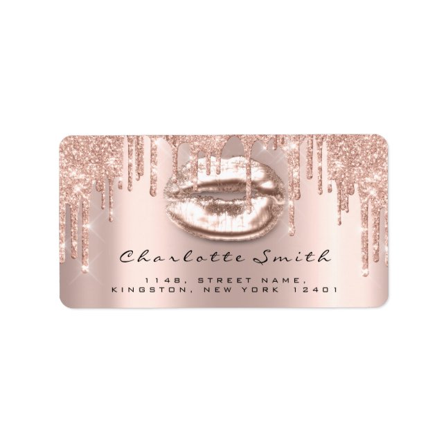 UAWG Kiss Rose Lippt Funkelnd Glitzer Makeup Logo Adressaufkleber (Vorne)