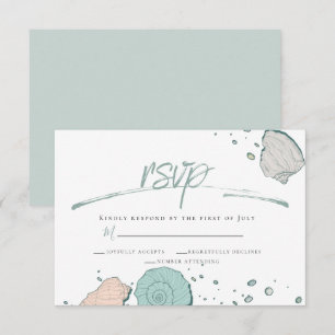 UAWG   Lässig Beach Seashells Coral und Aquamarin Einladung