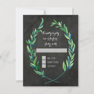 UAWG Laurel Wreath Olive Leaf Branch Chalkboard RSVP Karte