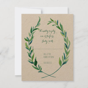 UAWG Laurel Wreath Olive Leaf Zweigstelle Modern S RSVP Karte