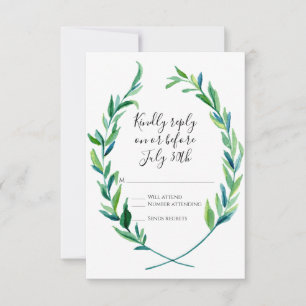UAWG Laurel Wreath Olive Leaf Zweigstelle Modern S RSVP Karte