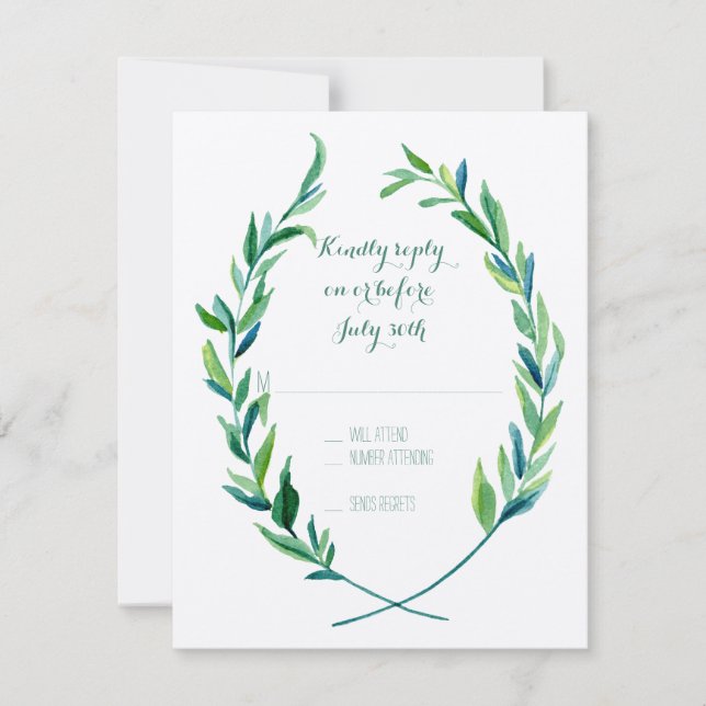 UAWG Laurel Wreath Olive Leaf Zweigstelle Modern S RSVP Karte (Vorderseite)