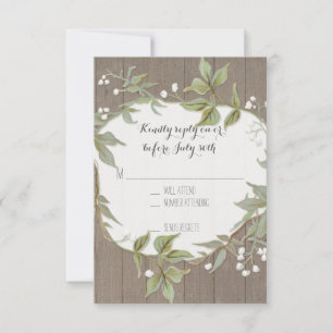 UAWG Laurel Wreath Rustic Country Foliage Holz RSVP Karte