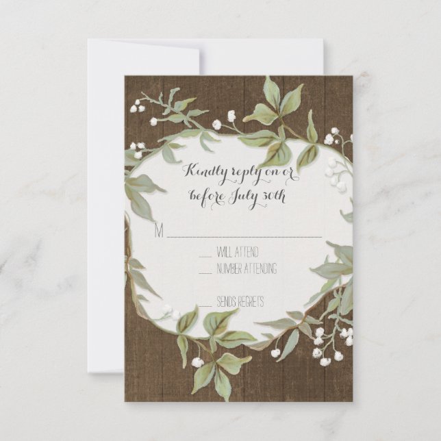 UAWG Laurel Wreath Rustikale Sommerhochzeit im Fre RSVP Karte (Vorderseite)