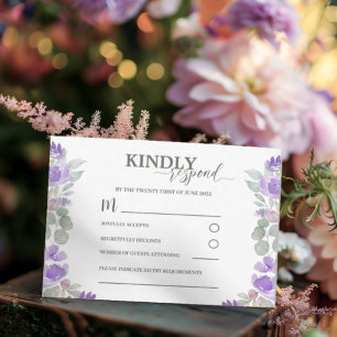 UAWG Lila Blumenwetterhochzeit RSVP Karte