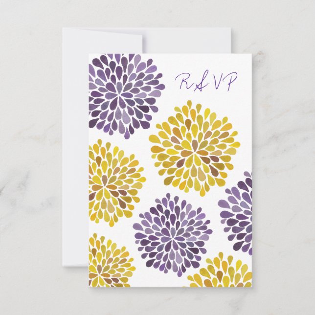 UAWG Lila Gelbe Blume Blüten Hochzeitskarte RSVP Karte (Vorderseite)