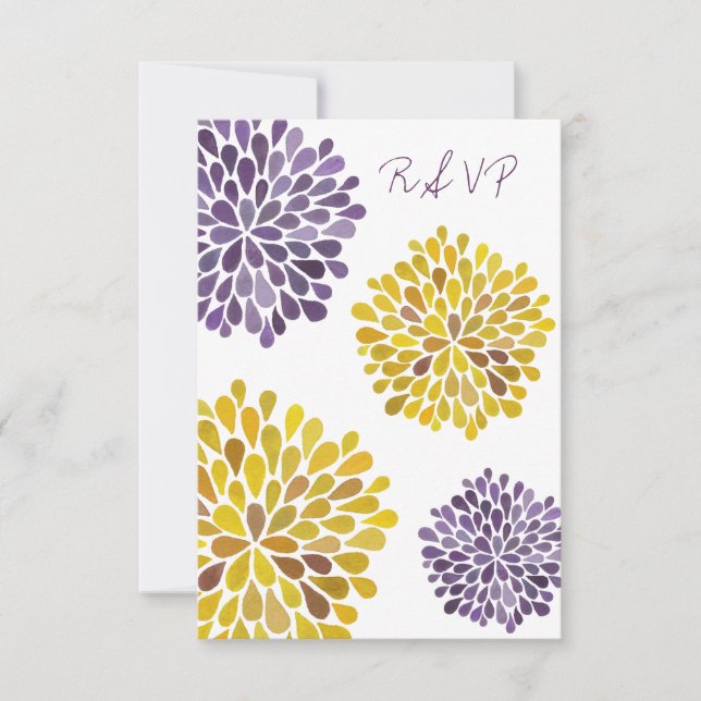 UAWG Lila Gelbe Blütenblume Hochzeitskarte RSVP Karte (Vorderseite)