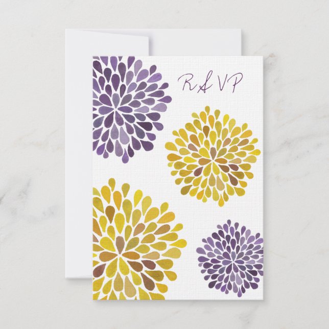 UAWG Lila Gelbe Blütenblume Hochzeitskarte RSVP Karte (Vorderseite)