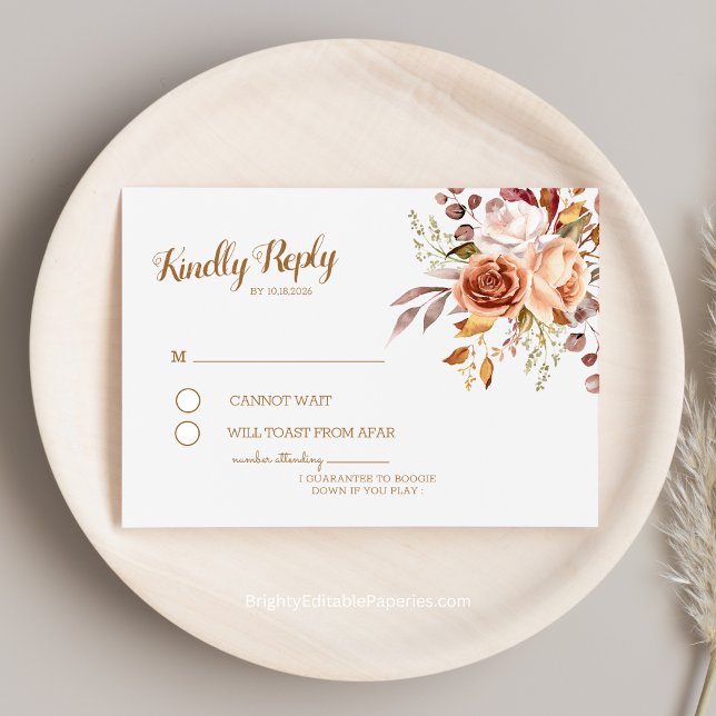 UAwg Locarno Begleitkarte (Experience the warmth of autumn with our Terracotta Dahlia Watercolor RSVP Enclosure Card.)