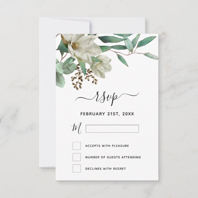 UAWG Magnolia Eukalyptus Watercolor Einladung (Vorderseite)
