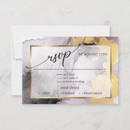 UAWG | Marbed Dusty Rose Black Gold Abstrakt RSVP Karte