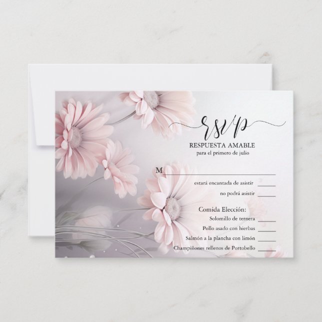 UAWG Margarita rosa elegante 2 RSVP Karte (Vorderseite)