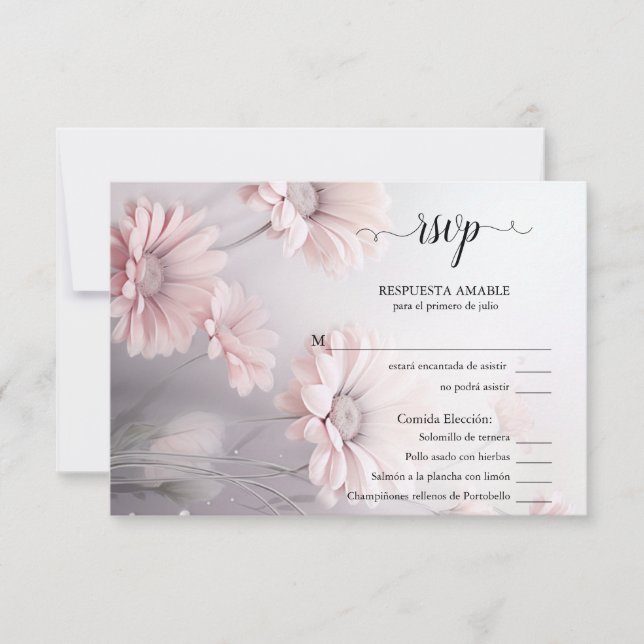 UAWG Margarita rosa elegante RSVP Karte (Vorderseite)