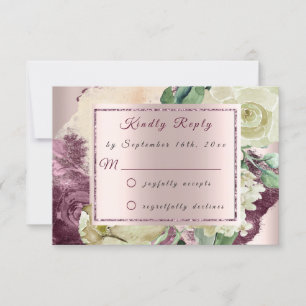 UAWG Marsala Ivory Rose Bloral Blush Burgundy RSVP Karte