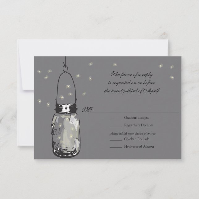 UAWG Mason Jar & Fireflies Hochzeit RSVP Karte (Vorderseite)