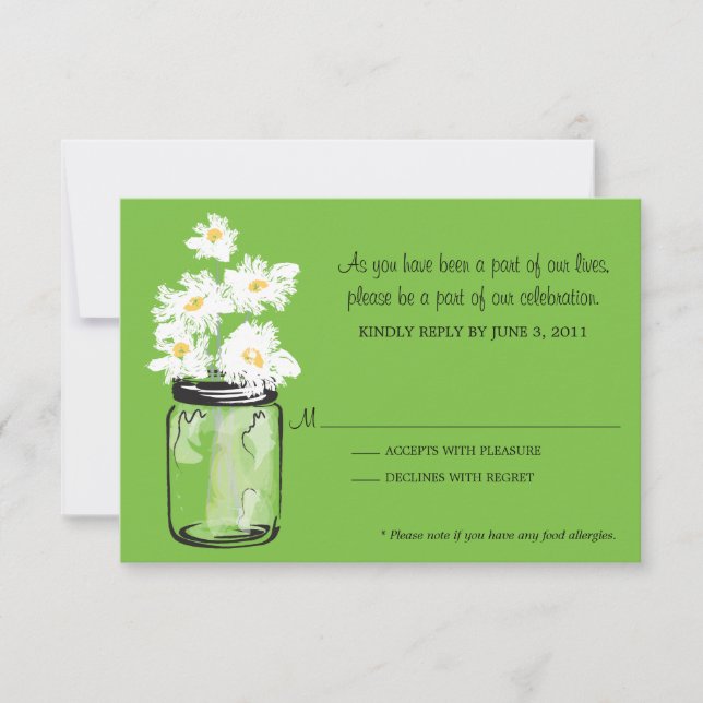 UAWG - Mason Jar gefüllt mit White Daisies RSVP Karte (Vorderseite)