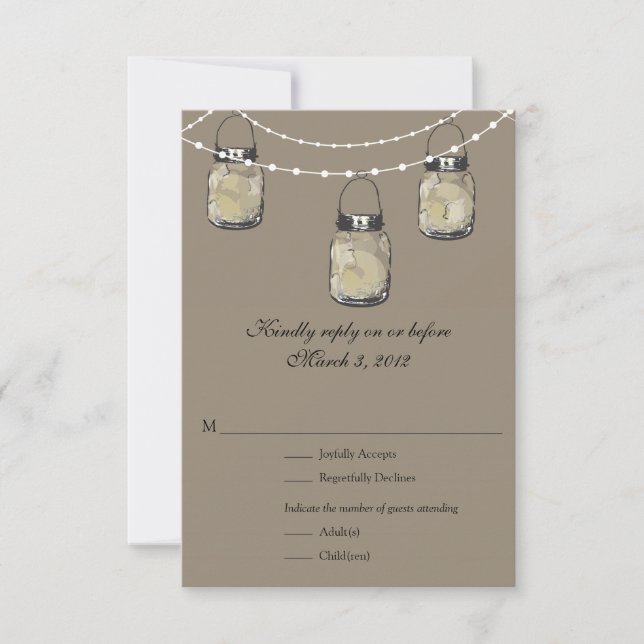 UAWG Mason Jar Wedding RSVP Karte (Vorderseite)