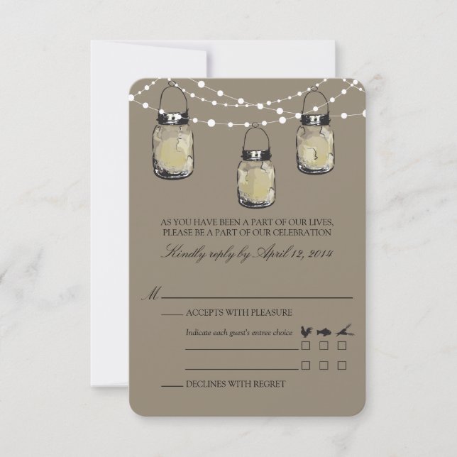 UAWG Mason Jar Wedding RSVP Karte (Vorderseite)