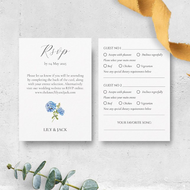 UAWG Meal Selection Hydrangea 2 Guest Wedding RSVP Begleitkarte (Von Creator hochgeladen)