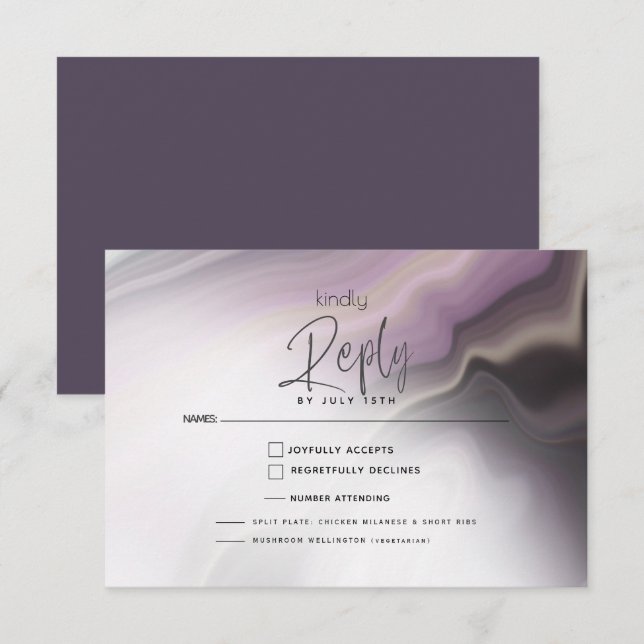 UAWG MEHL | Pflaumenmarmor Lila RSVP Karte (Vorne/Hinten)