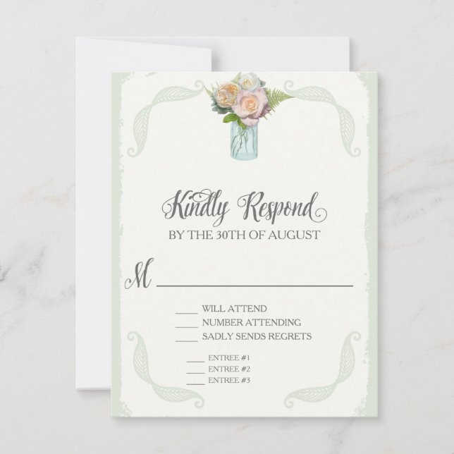 UAWG Menu Choice Mason Jar Rose Script Typografy RSVP Karte (Vorderseite)