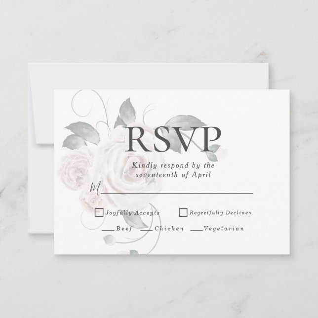 UAWG | Menüauswahl Wasserfarbige Rose mit rostfrei RSVP Karte (Vorderseite)
