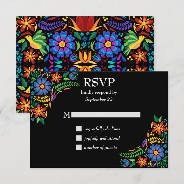 UAwg mexikanischer Blume RSVP Karte (Vorne/Hinten)