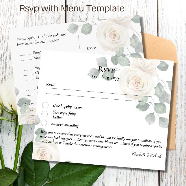 UAWG mit White Roses von Menüvorlagen Postkarte (Von Creator hochgeladen)