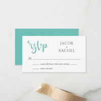 UAWG Modern Script Aquamarin Wedding RSVP Card