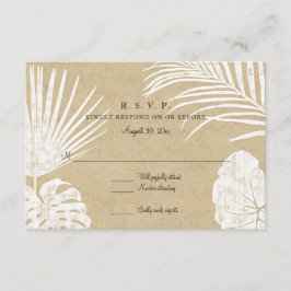 UAWG Modern Simple Kraft Tropical Leaf Beach Art RSVP Karte